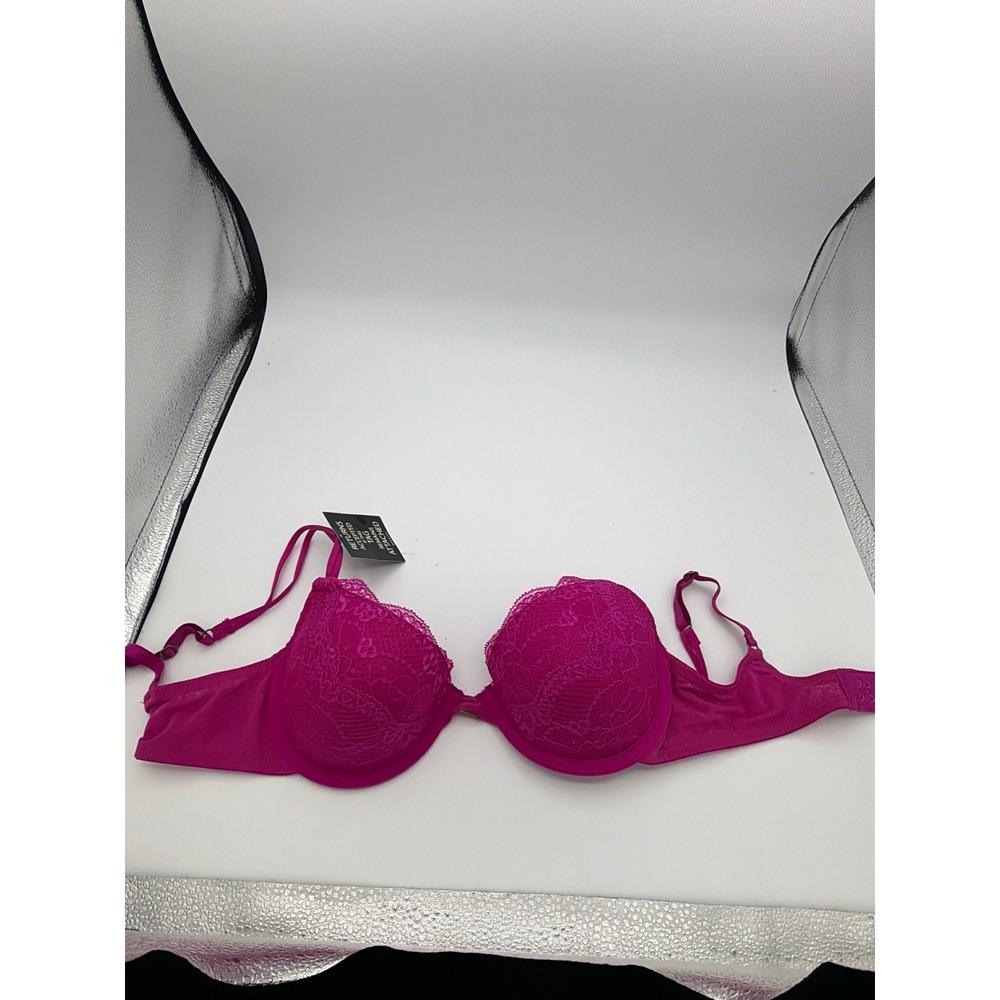 BeMe New York Lace Demi Bra 32C Magenta Pink Underwire Floral BMRT004 NEW